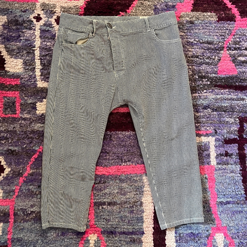 Nili Lotan Railroad Stripe Drop Crotch Crop Pant